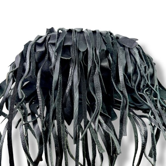 Bohemian Fringe Western Cowgirl Cowboy Rodeo Black Leather Hobo Shoulder Bag - Picture 12 of 12